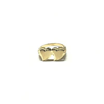 Double Heart Diamond Cut Ring (14K) front - Lucky Diamond - New York