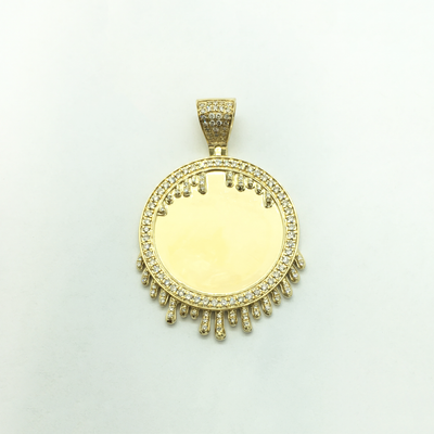 Dripping Diamond Medallion Pendant (14K) front - Lucky Diamond - New York