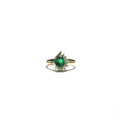 Fancy Dark Green Pear CZ Ring (14K) front - Lucky Diamond - New York