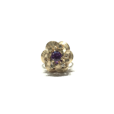 Flower Amethyst and Diamond Statement Ring (14K) front - Lucky Diamond - New York