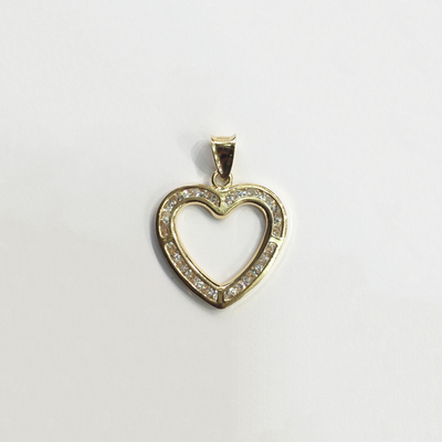 Heart Frame CZ Pendant (14K) front - Lucky Diamond - New York