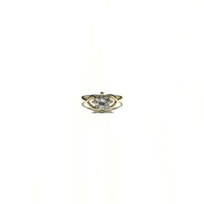 Heart Side Pattern 4 Prongs CZ Baby Ring (14K) face - Lucky Diamond - New York