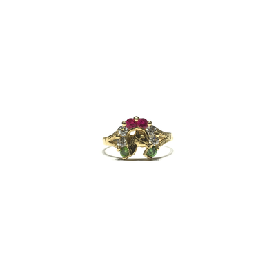 Horseshoe Triple-Color CZ Ring (14K) front - Lucky Diamond - New York