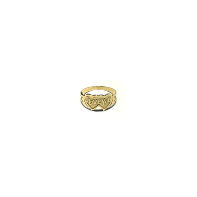 I Love You' Double Heart Ring (14K) front - Lucky Diamond - New York