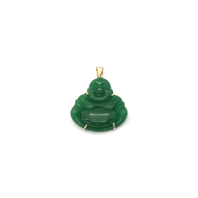 Jade Buddha Pendant (14K) front - Lucky Diamond - New York