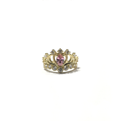 October Birthstone Princess Crown CZ Ring (14K) (front) - Lucky Diamond - New York
