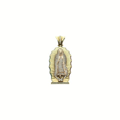 Our Lady of Guadalupe CZ Mandorla Pendant (14K) front - Lucky Diamond - New York
