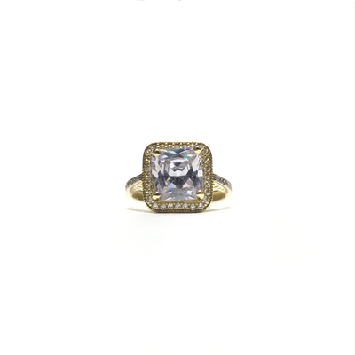 Princess CZ Square Halo Ring (14K) front - Lucky Diamond - New York
