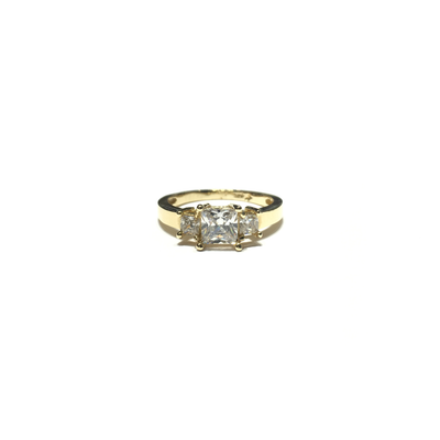 Princess CZ Three-Stone Ring (14K) front - Lucky Diamond - New York