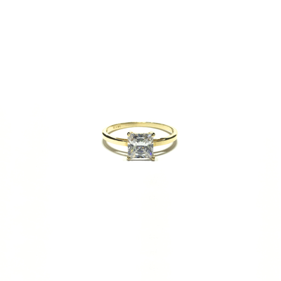 Princess White CZ Solitaire Ring (14K) front - Lucky Diamond - New York