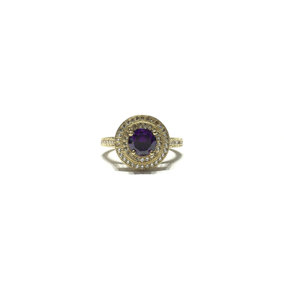 Purple CZ Double Round Halo Ring (14K) front - Lucky Diamond - New York