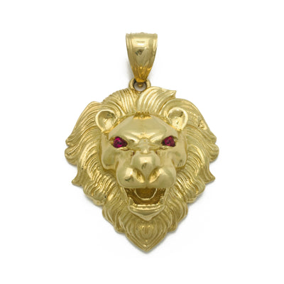 Roaring Lion Head CZ Pendant (14K) front - Lucky Diamond - New York