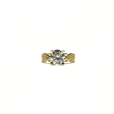 Round CZ Cluster and Figure 8 Ring (14K) front - Lucky Diamond - New York