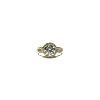 Round CZ Halo Entwined Ring (14K) front - Lucky Diamond - New York