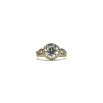 Round CZ Halo Twisted Ring (14K) front - Lucky Diamond - New York