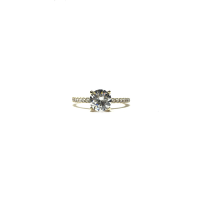 Round CZ Scalloped Pavé Ring (14K) front - Lucky Diamond - New York