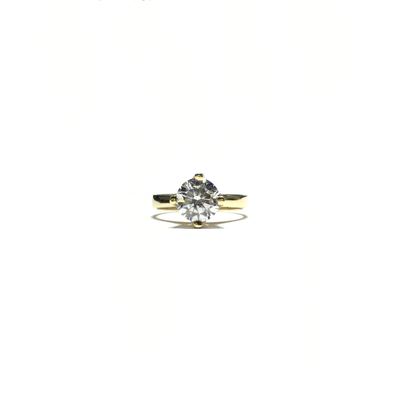 Round CZ Solitaire Plain Ring (14K) front - Lucky Diamond - New York