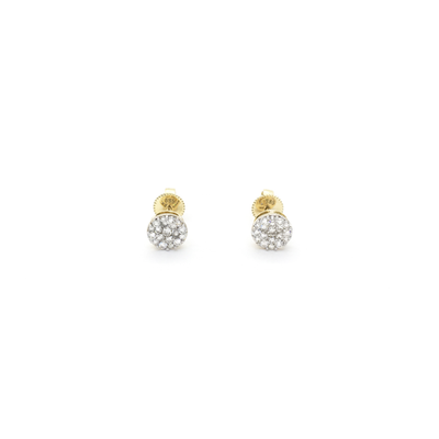 Round Diamond Flat Cluster Stud Earrings (14K) front - Lucky Diamond - New York