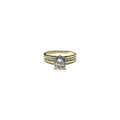 Round CZ Channel Ring (14K) front - Lucky Diamond - New York