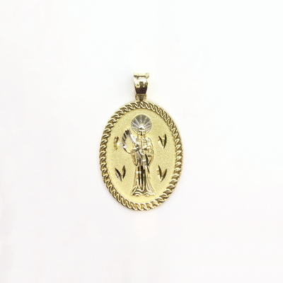 Santa Muerte Oval Medallion Pendant (14K) front - Lucky Diamond - New York