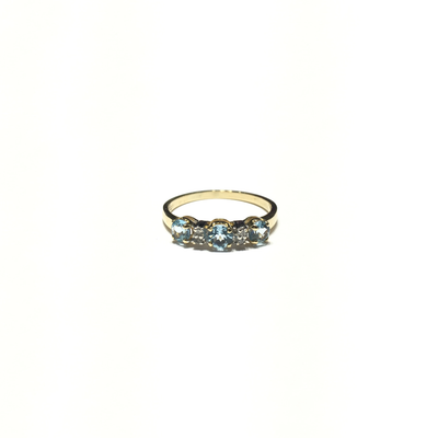 Triple Gemstone Pattern CZ Ring (14K) front - Lucky Diamond - New York