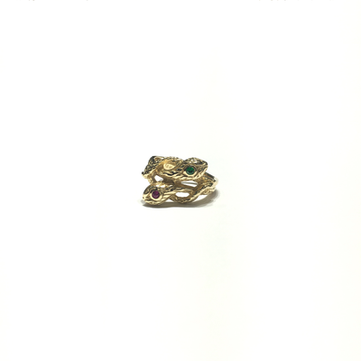 Twin Snakes CZ Ring (14K) front 1 - Lucky Diamond - New York