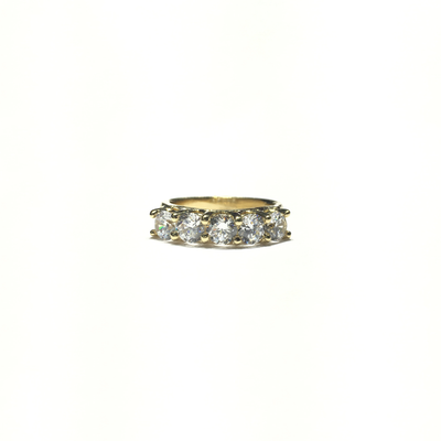 White CZ Five Stone Ring (14K) front - Lucky Diamond - New York