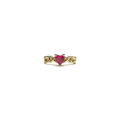 XOX Pink Red Heart CZ Ring (14K) front - Lucky Diamond - New York