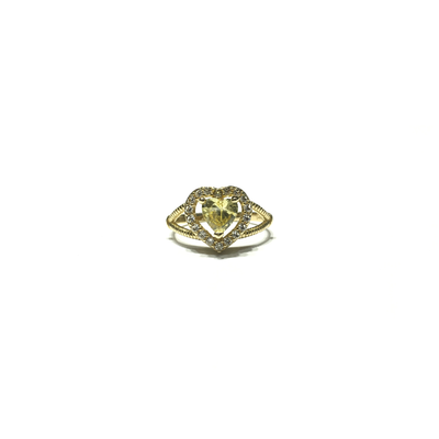 Yellow Heart CZ Braided Halo Ring (14K) front - Lucky Diamond - New York