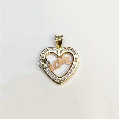 LOVE Heart Frame CZ Pendant (14K) front - Lucky Diamond - New York