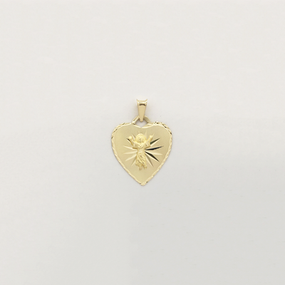Baby Jesus Diamond Cut Heart Shaped Pendant (14K) - Lucky Diamond New York
