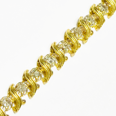 Double Swirl Diamond Tennis Bracelet (14K) - Lucky Diamond