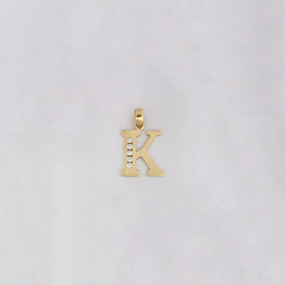 Letter 'K' CZ Pendant (14K) - Lucky Diamond