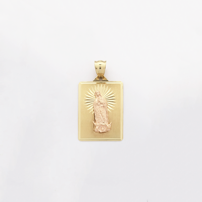 Our Lady of Guadalupe Square Charm Diamond Cut Pendant (14K) - Lucky Diamond