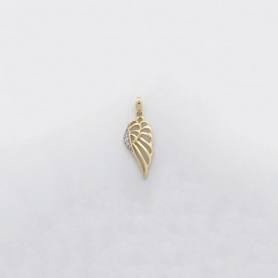 Wing Line Silhouette CZ Pendant (14K) - Lucky Diamond