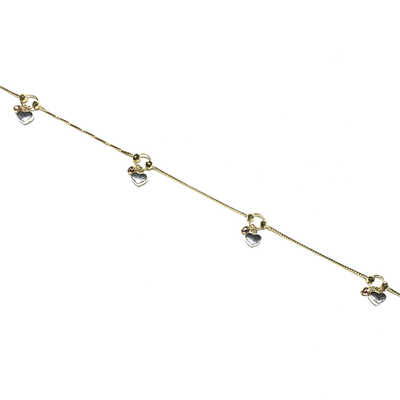 Heart and Grenades Tri-Color Bracelet/Anklet (14K) front - Lucky Diamond - New York
