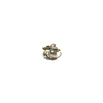 Tri-Color Bee CZ Ring (14K) front - Lucky Diamond - New York