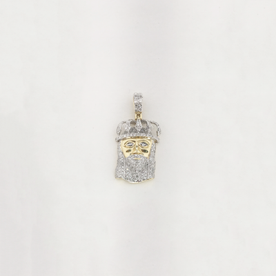 Crowned Jesus Head Diamond Pendant (14K) - Lucky Diamond New York