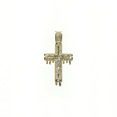 Dripping Crucified Jesus CZ Pendant (14K) front - Lucky Diamond - New York