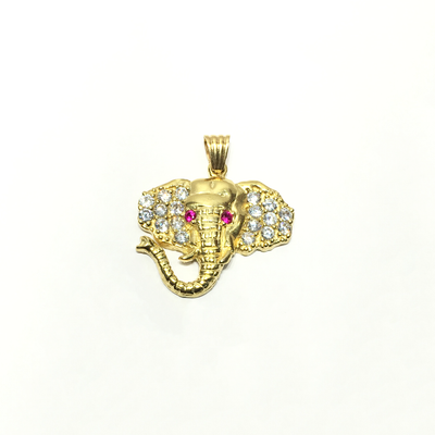 Elephant Head CZ Pendant (14K) - Lucky Diamond