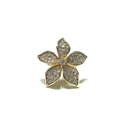 Five Petals Flower CZ Ring (14K) front - Lucky Diamond - New York
