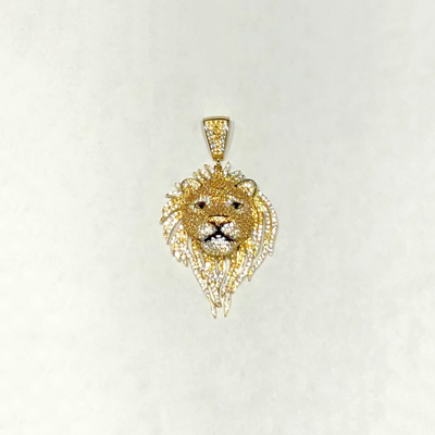 Lion Head CZ Pendant (14K) - Lucky Diamond New York