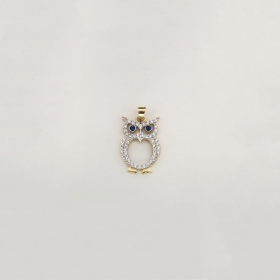 Owl Outline CZ Pendant (14K) - Lucky Diamond New York