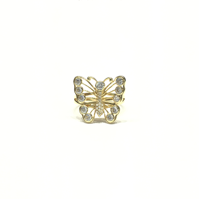 Sparkly Butterfly CZ Ring (14K) front - Lucky Diamond - New York