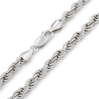 White Gold Solid Rope Chain (14K) Lucky Diamond New York