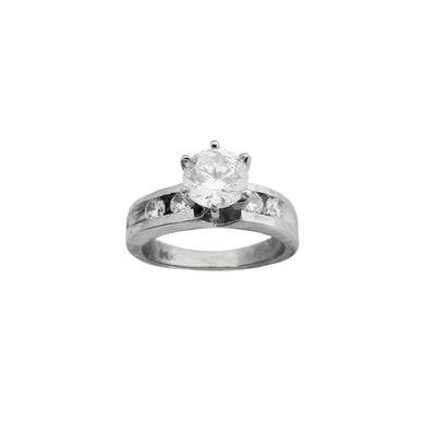 Channel Setting 6-Prong CZ Engagement Ring (14K) Lucky Diamond New York