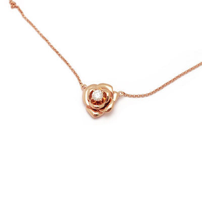 Diamond Rose Blossom Necklace Rose Gold (18K) top - Lucky Diamond - New York