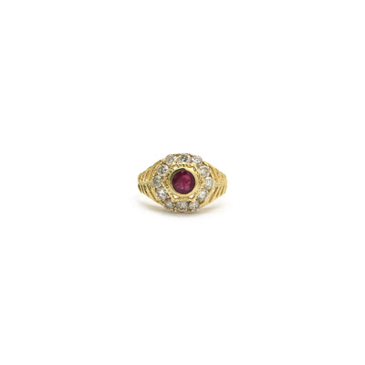 Ruby and Diamonds Braided Bezel Ring (18K) front - Lucky Diamond - New York