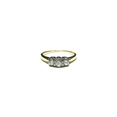 Three Diamond Ring (18K) front - Lucky Diamond - New York