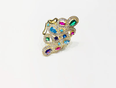 Multi-Color Swirls CZ Ring (14K) front - Lucky Diamond - New York
